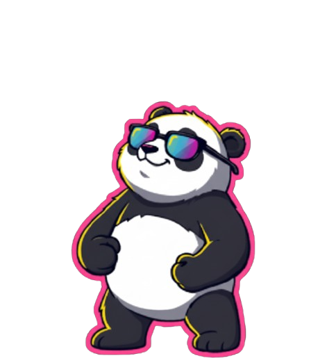 Panda with sunglasses and coins